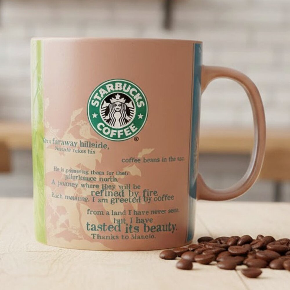 Starbucks‎ Coffee Cup Mug 2006 Collectible Bean Story Manolo 18 fl. oz Ceramic